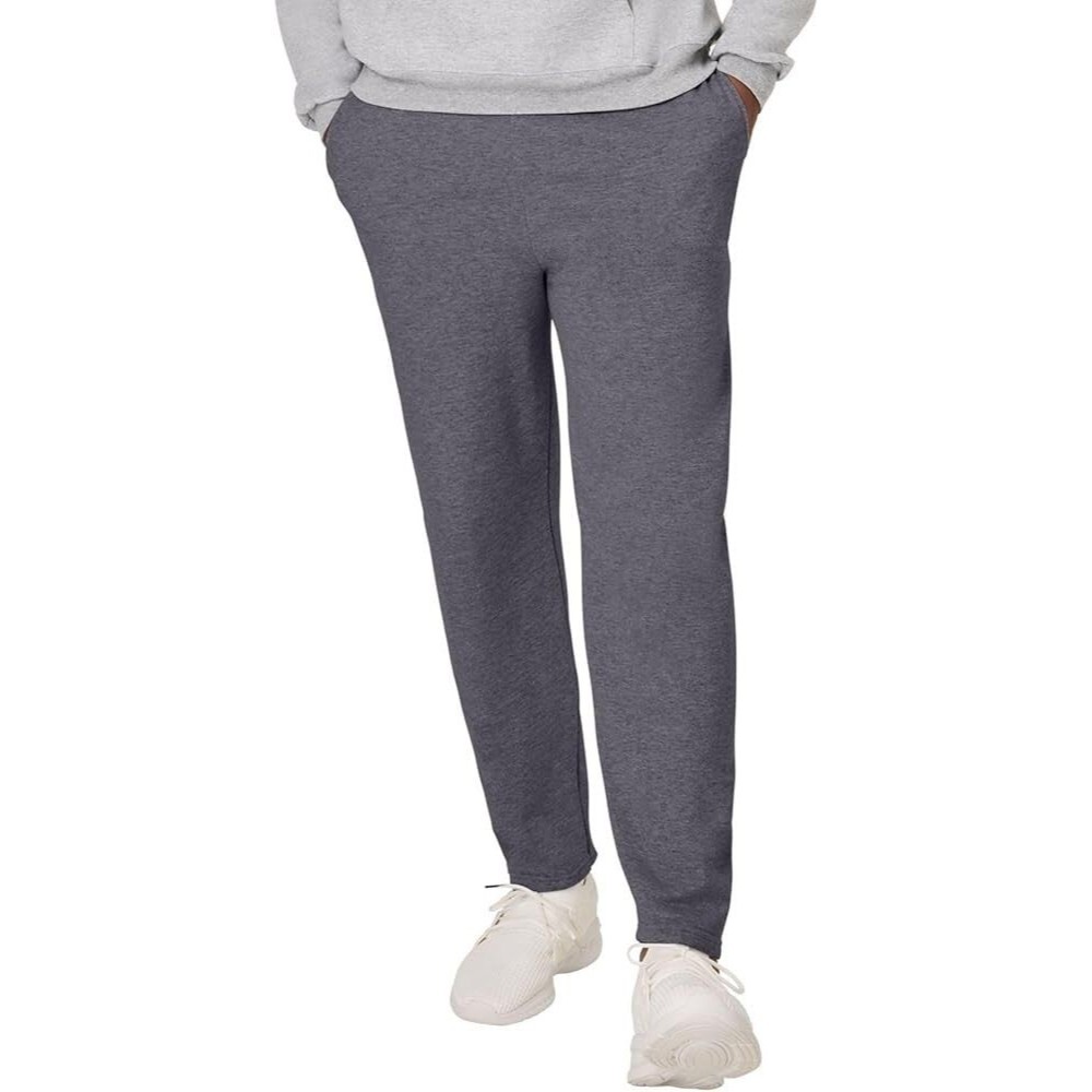 Hanes Ecosmart Men's Activewear Joggers Charcoal Heather Gray Open Leg Size L